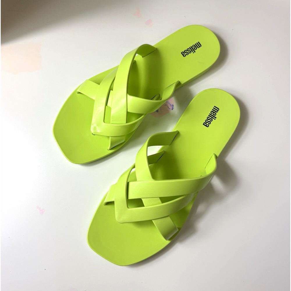 Melissa Women's Green Vegan Slip-On Flat Sandals Casual US 9 EU 40